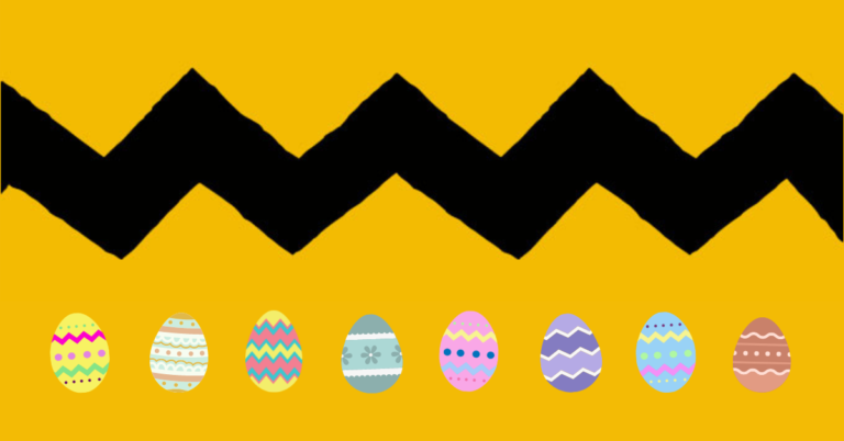 Quilted Squirrel: Iconic "Charlie Brown" stripe with eight Easter eggs