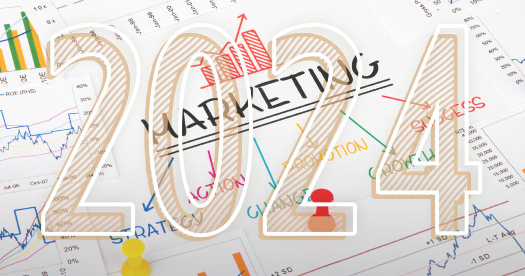 Various marketing terms and performance charts, with 2024 overlaid