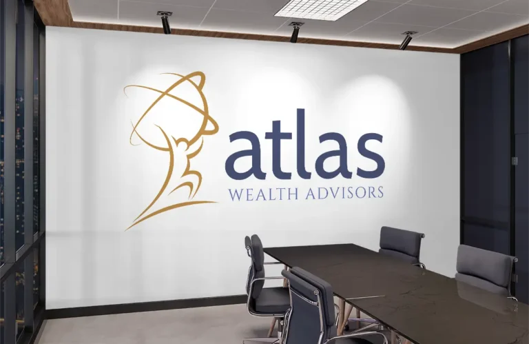 Atlas logo wall mural in an office